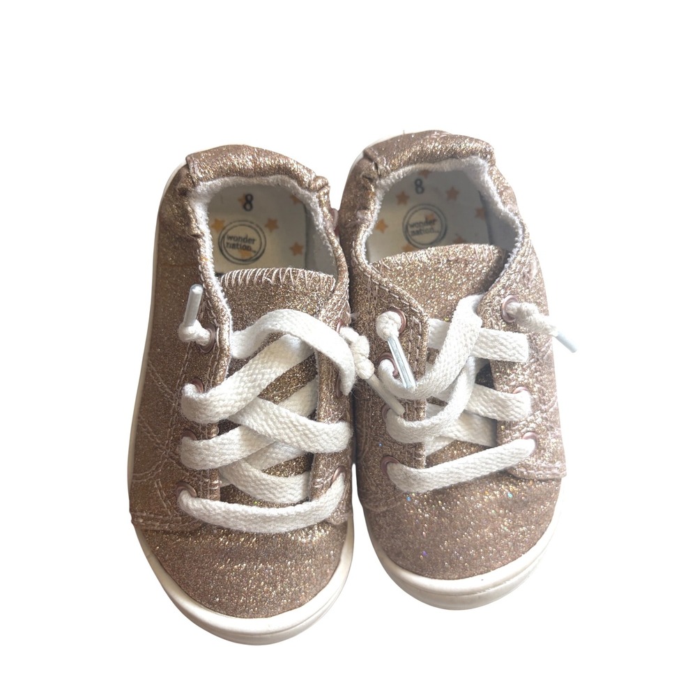 Wonder Nation Toddler Girls Rose Gold Glitter Slip On Sneakers Size 8 Shoe